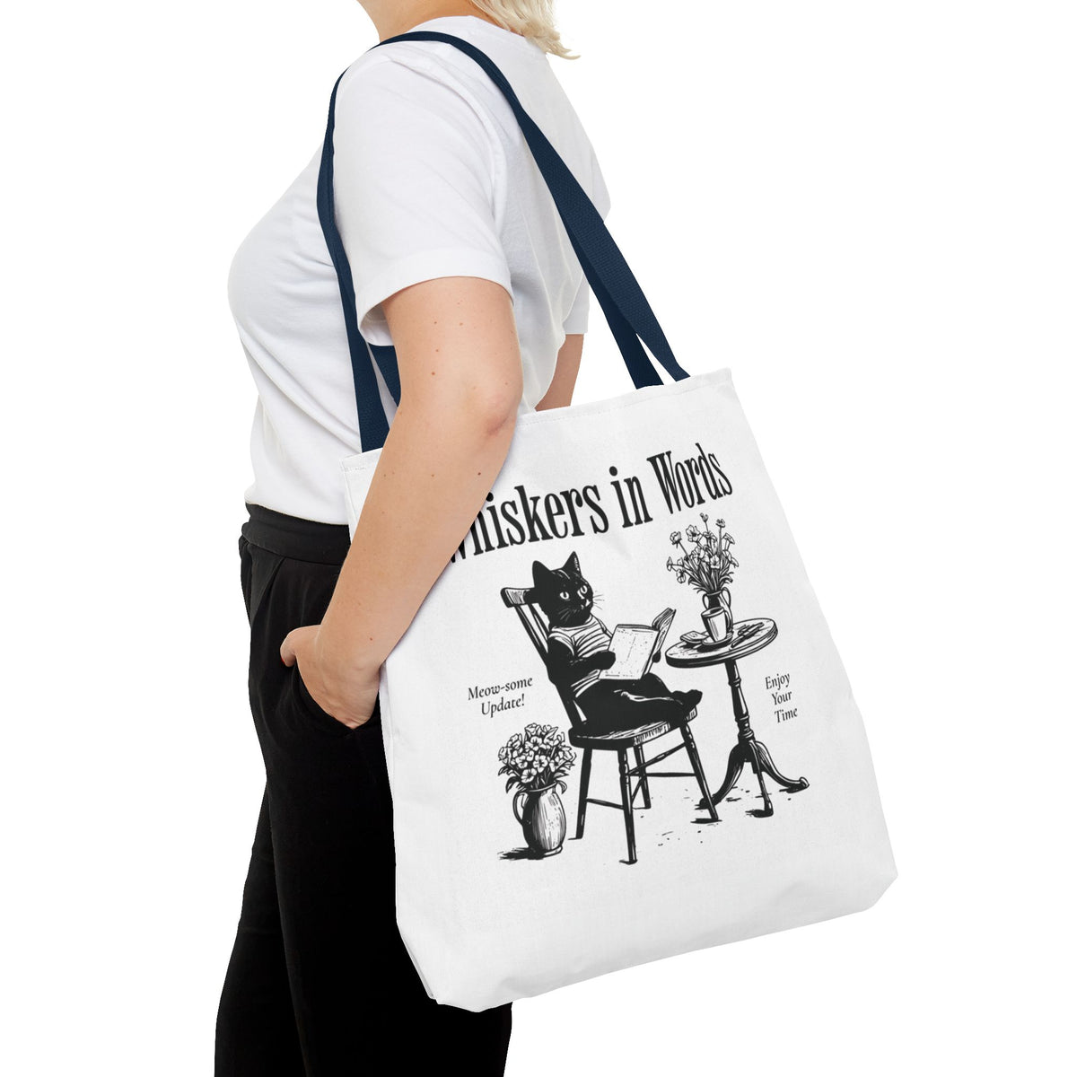 "Whiskers in Words" — The Literary Cat Tote – product view 24