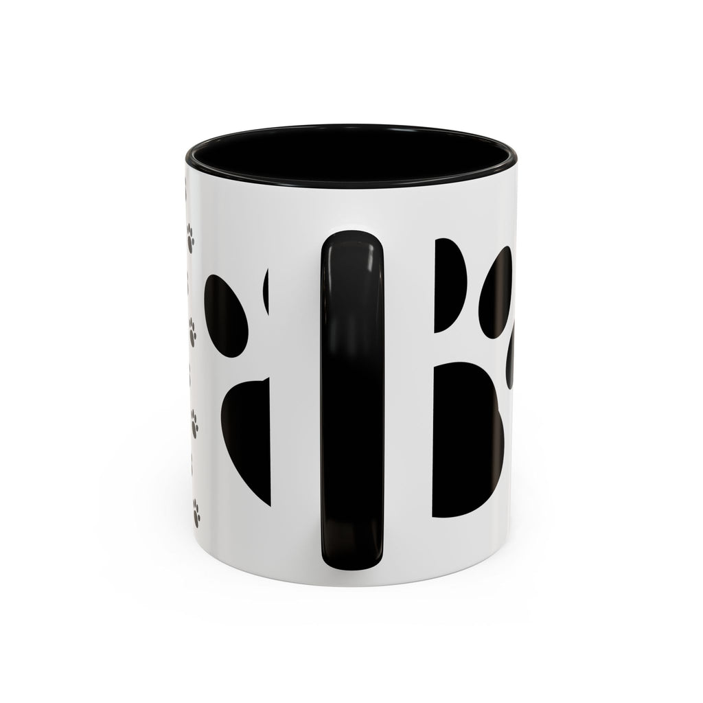 Paw Print Coffee Mug – Black Accent Ceramic Mug for Pet Lovers (11/15oz)
