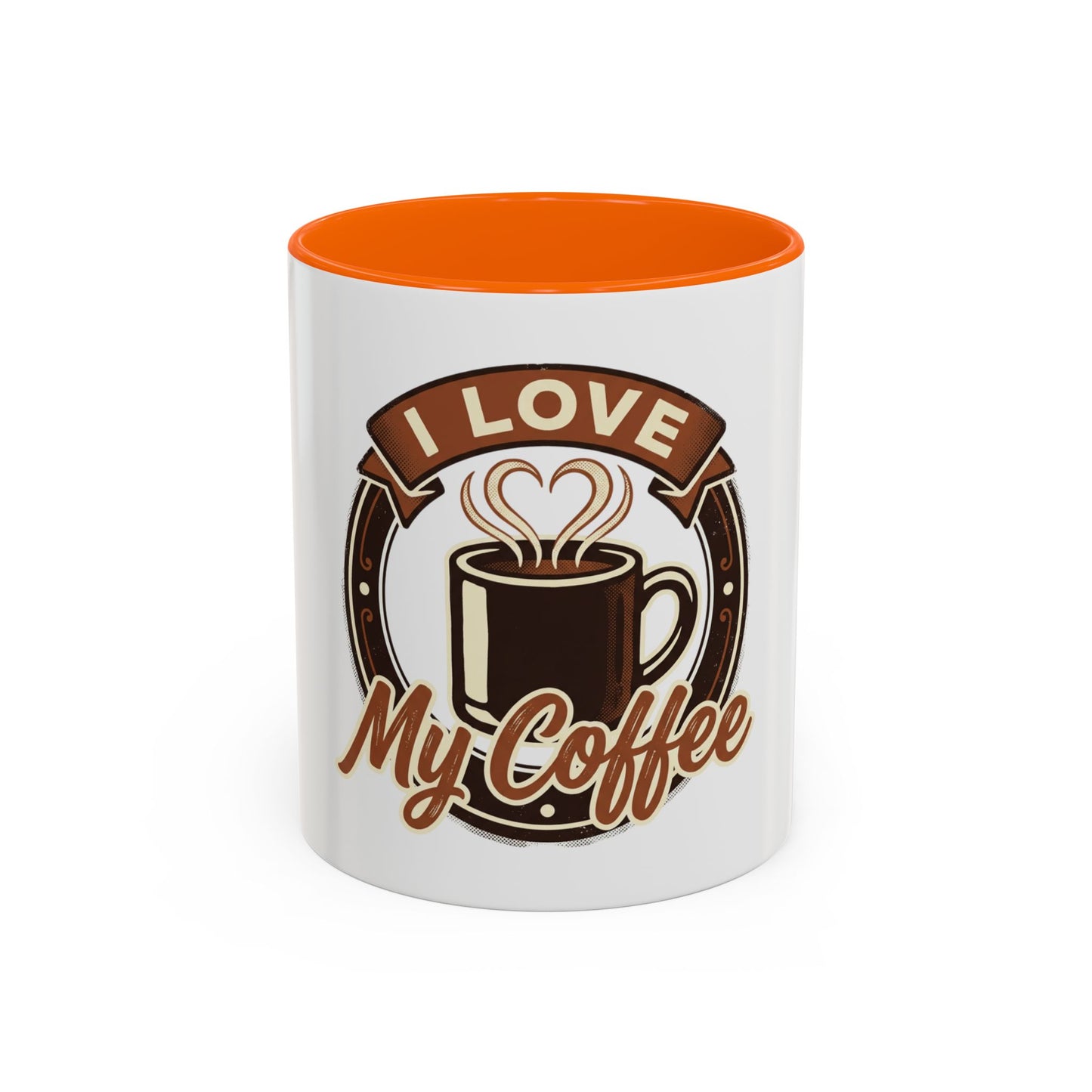 I Love My Coffee Accent Mug — Retro Brown Coffee Cup Design (11/15 oz)