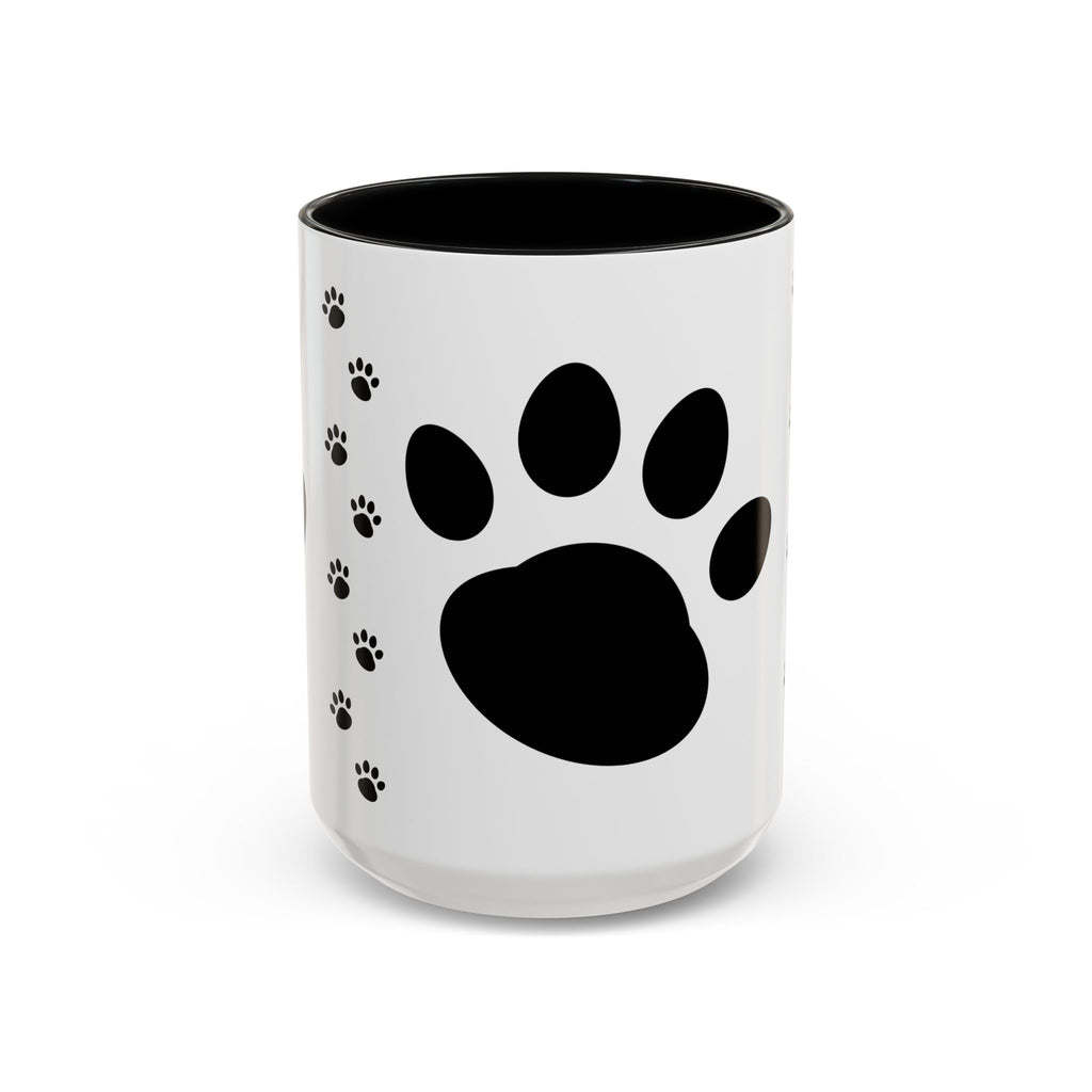 Paw Print Coffee Mug – Black Accent Ceramic Mug for Pet Lovers (11/15oz)