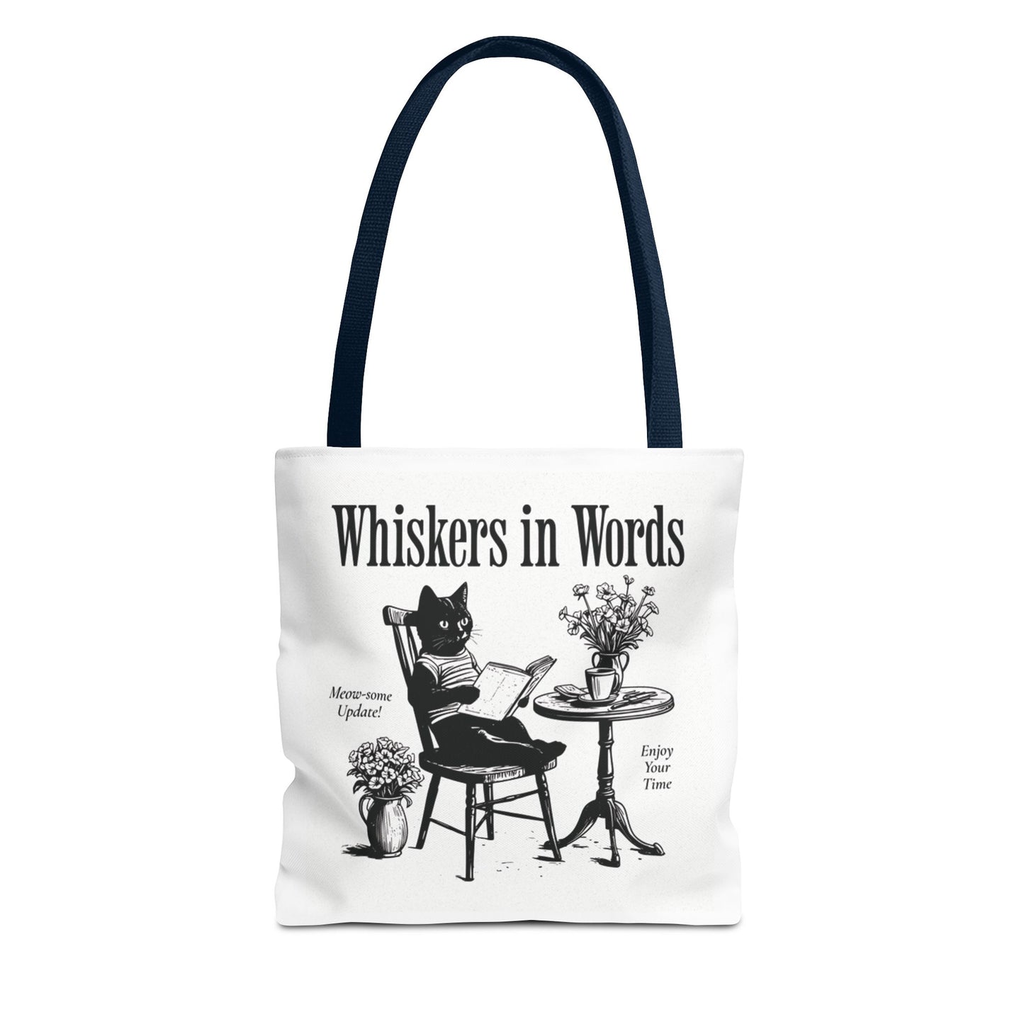Tote — "Whiskers in Words" Cat Reader Book Lover Tote Bag