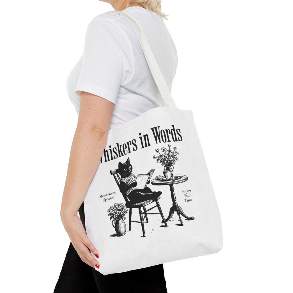 "Whiskers in Words" — The Literary Cat Tote – product view 16
