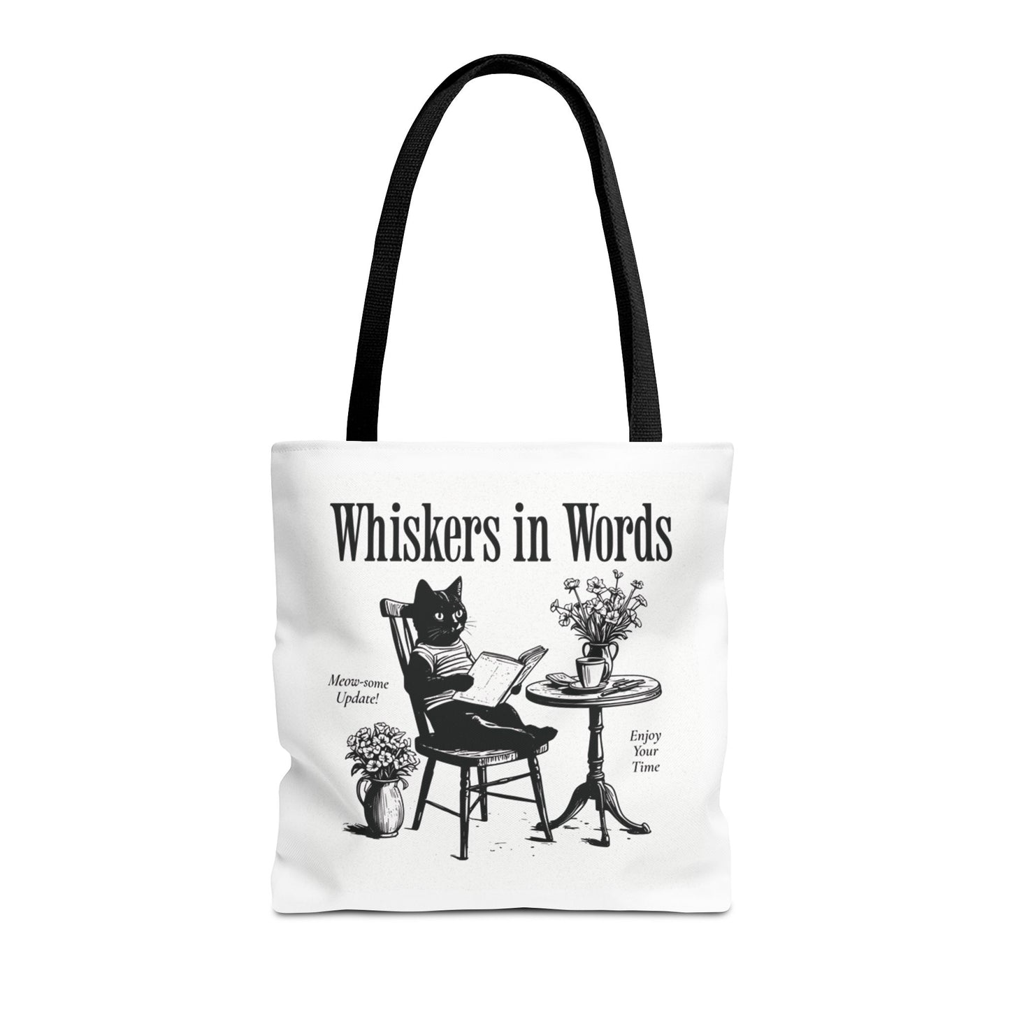 Tote — "Whiskers in Words" Cat Reader Book Lover Tote Bag