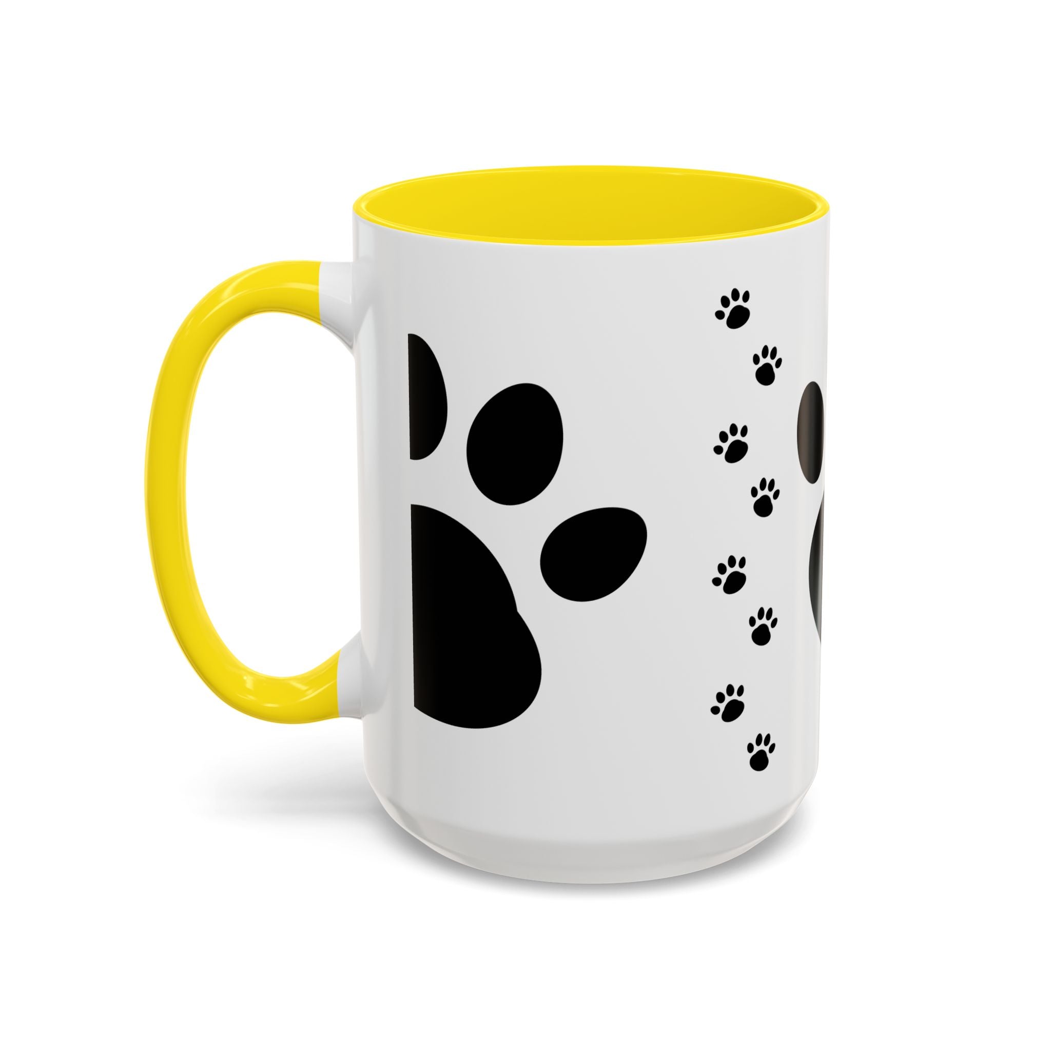 Paw Print Coffee Mug – Black Accent Ceramic Mug for Pet Lovers (11/15oz)