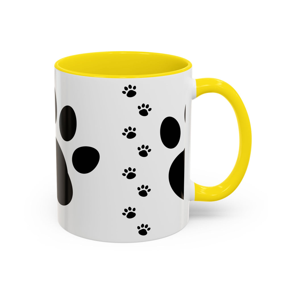 Paw Print Coffee Mug – Black Accent Ceramic Mug for Pet Lovers (11/15oz)