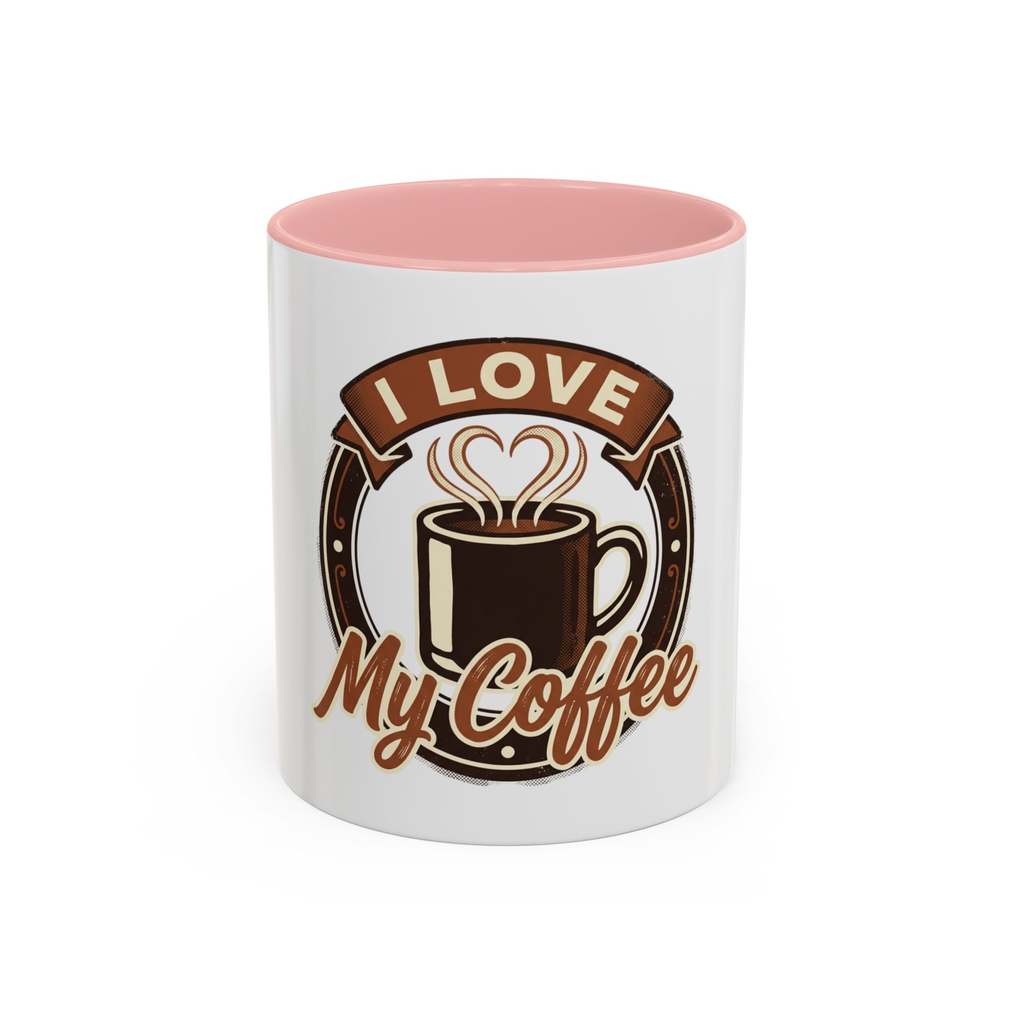 I Love My Coffee Accent Mug — Retro Brown Coffee Cup Design (11/15 oz)