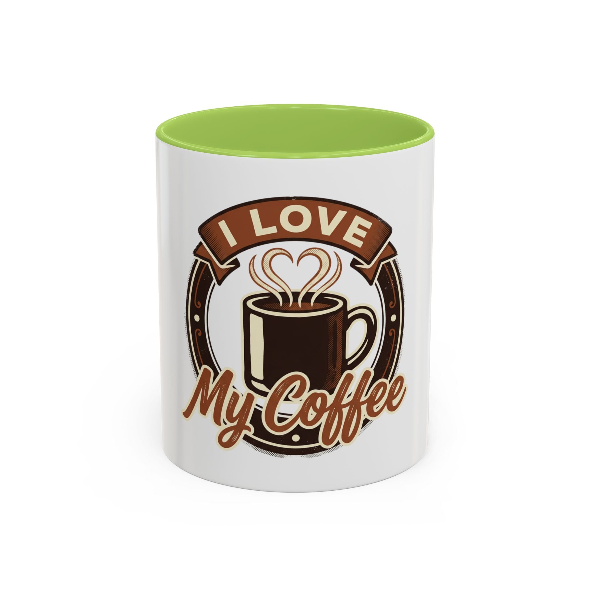 I Love My Coffee Accent Mug — Retro Brown Coffee Cup Design (11/15 oz)