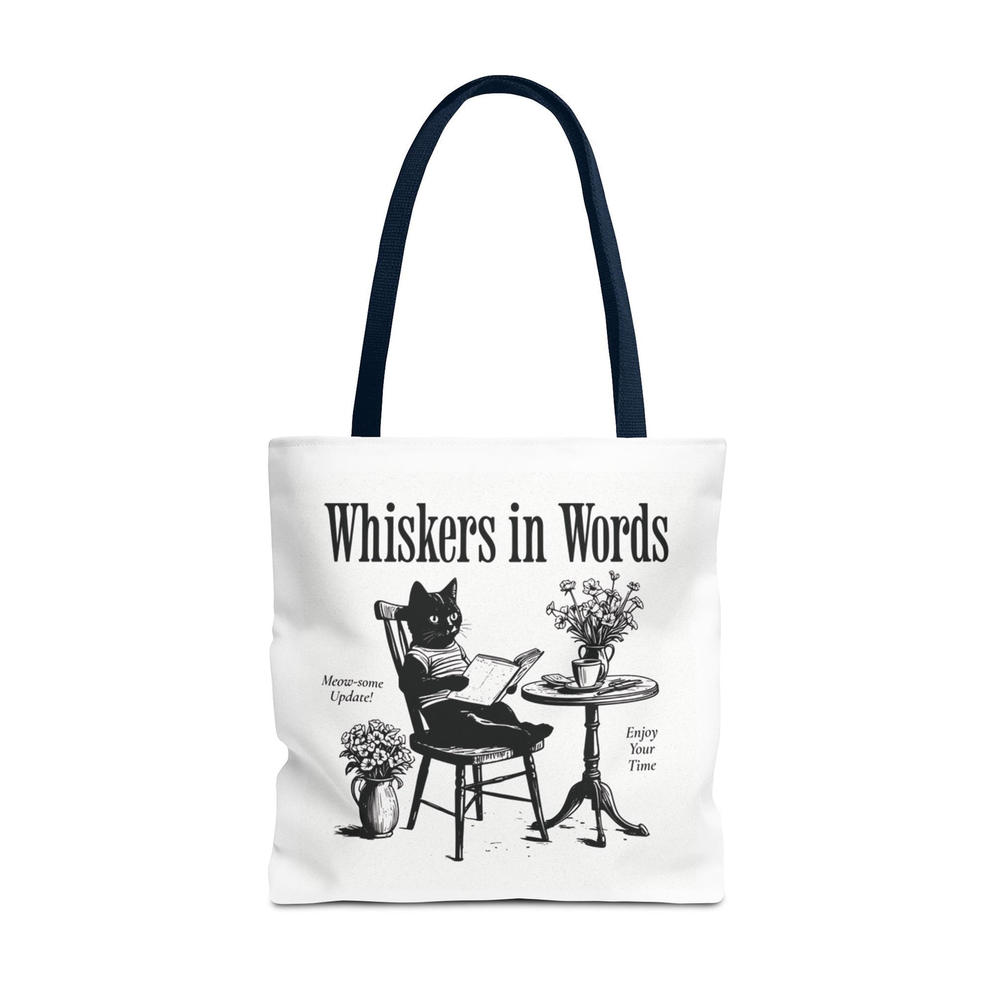 Tote — "Whiskers in Words" Cat Reader Book Lover Tote Bag