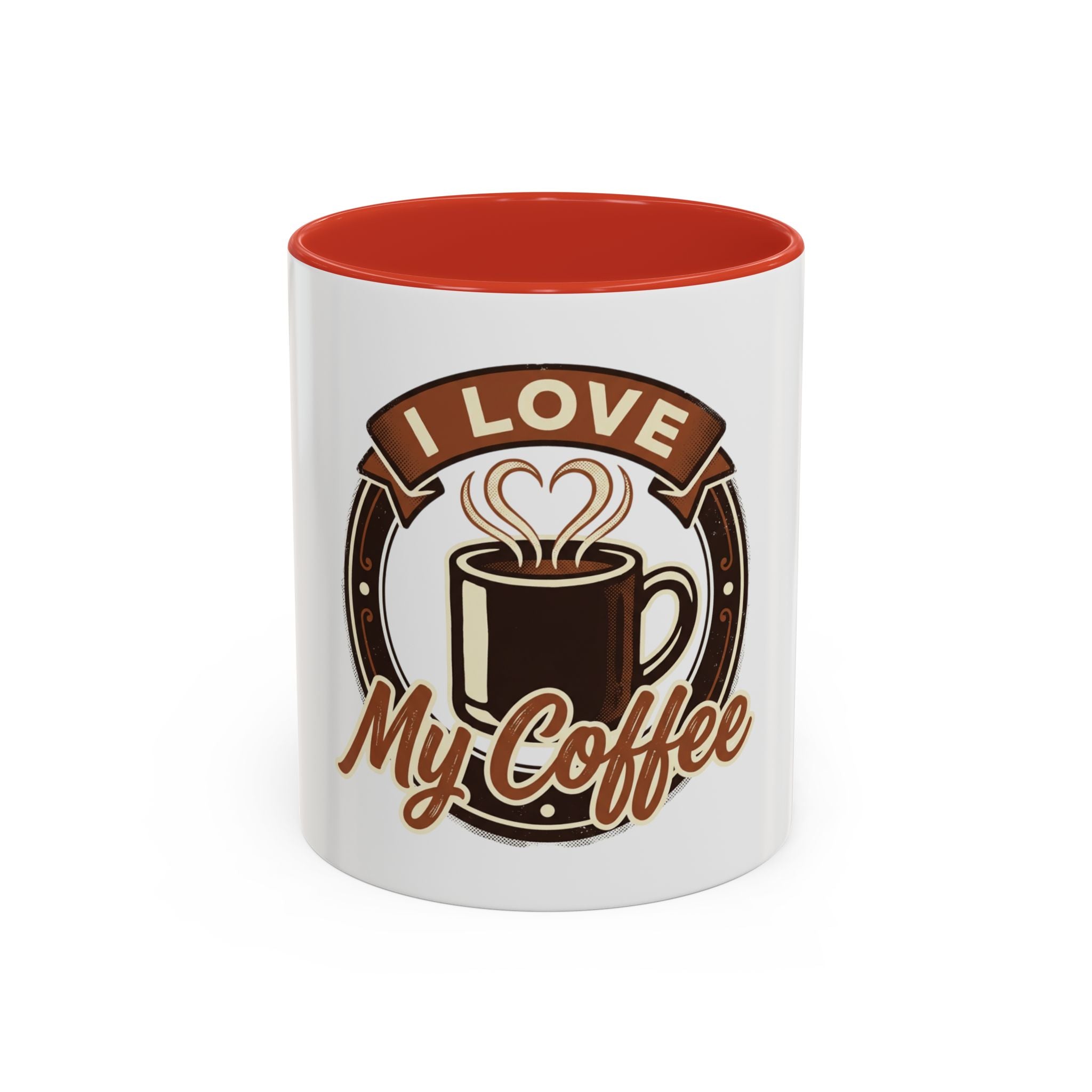 I Love My Coffee Accent Mug — Retro Brown Coffee Cup Design (11/15 oz)