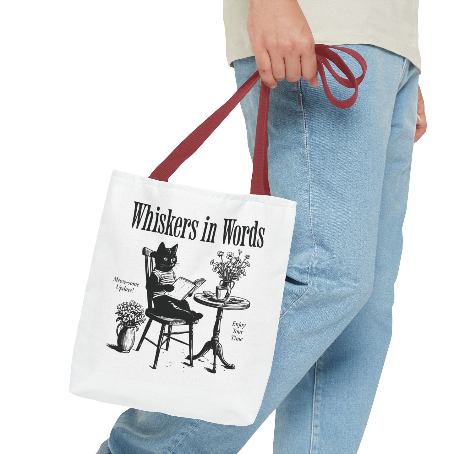 Tote — "Whiskers in Words" Cat Reader Book Lover Tote Bag