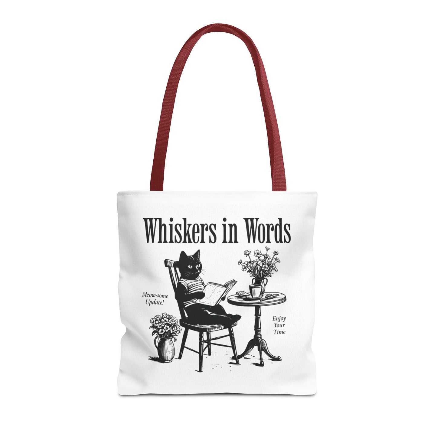 Tote — "Whiskers in Words" Cat Reader Book Lover Tote Bag