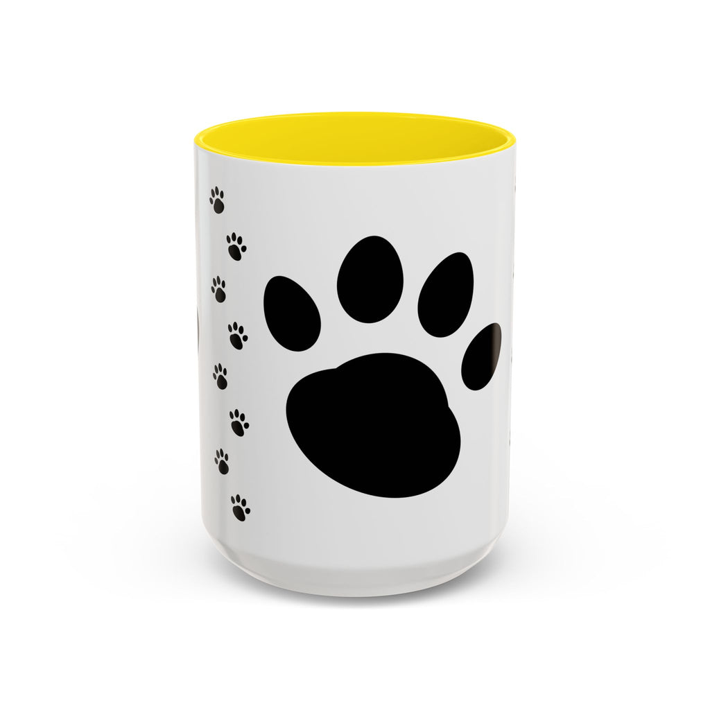 Paw Print Coffee Mug – Black Accent Ceramic Mug for Pet Lovers (11/15oz)