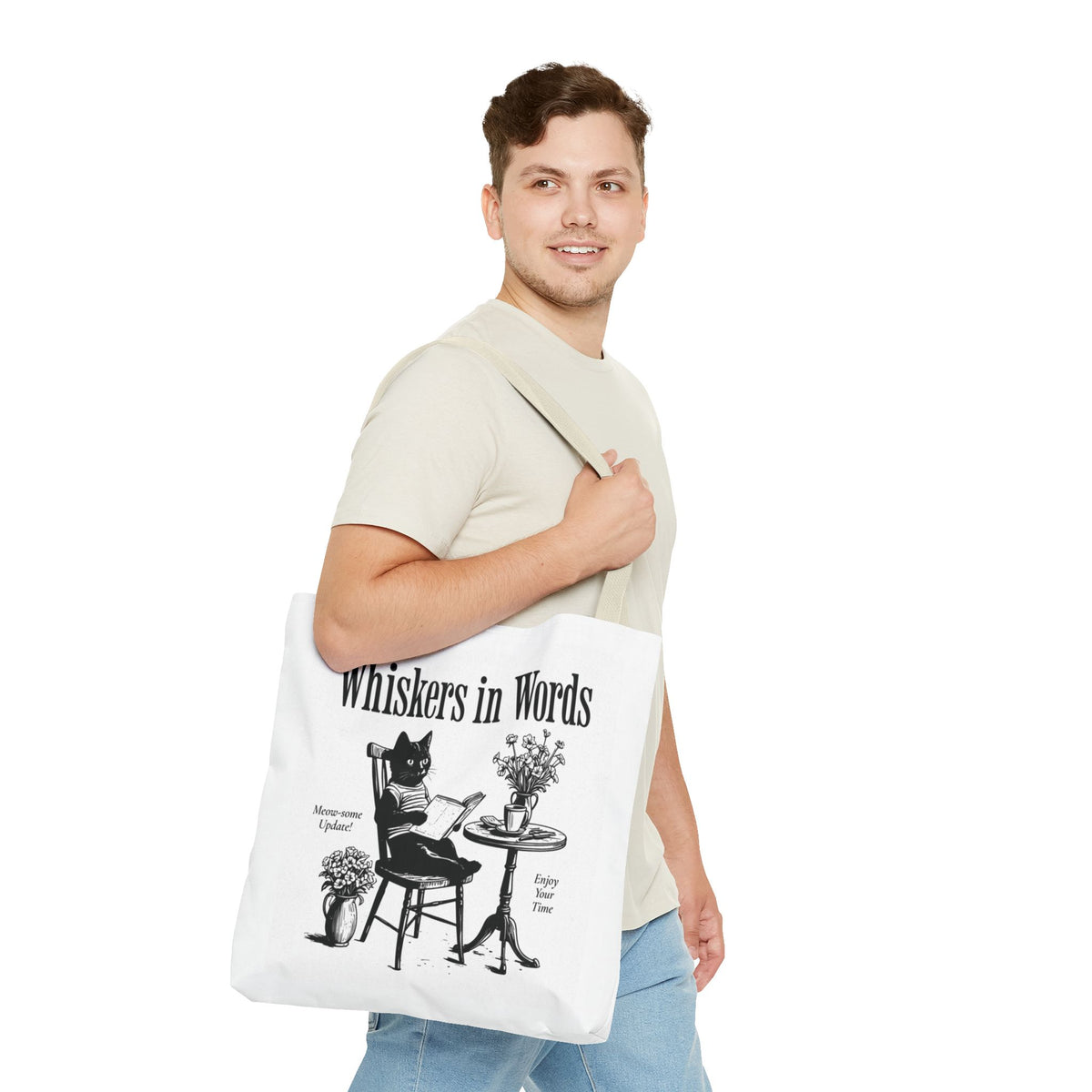 "Whiskers in Words" — The Literary Cat Tote – product view 20