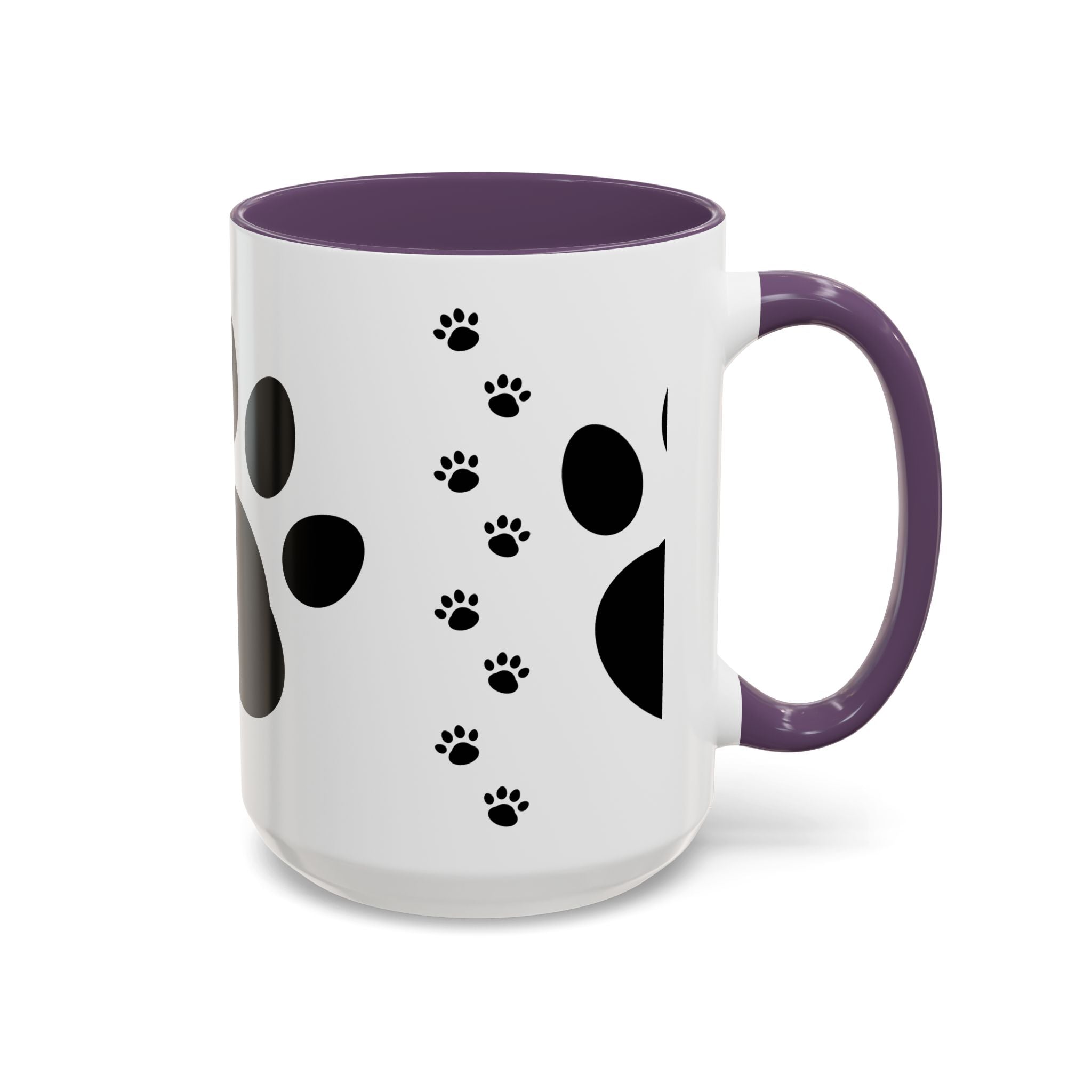 Paw Print Coffee Mug – Black Accent Ceramic Mug for Pet Lovers (11/15oz)