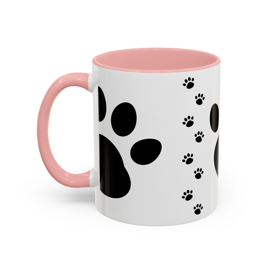 Paw Print Coffee Mug – Black Accent Ceramic Mug for Pet Lovers (11/15oz)