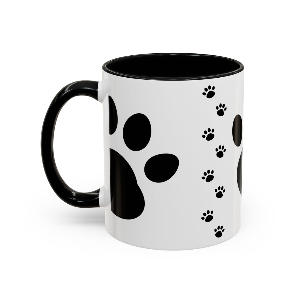 Paw Print Coffee Mug – Black Accent Ceramic Mug for Pet Lovers (11/15oz)