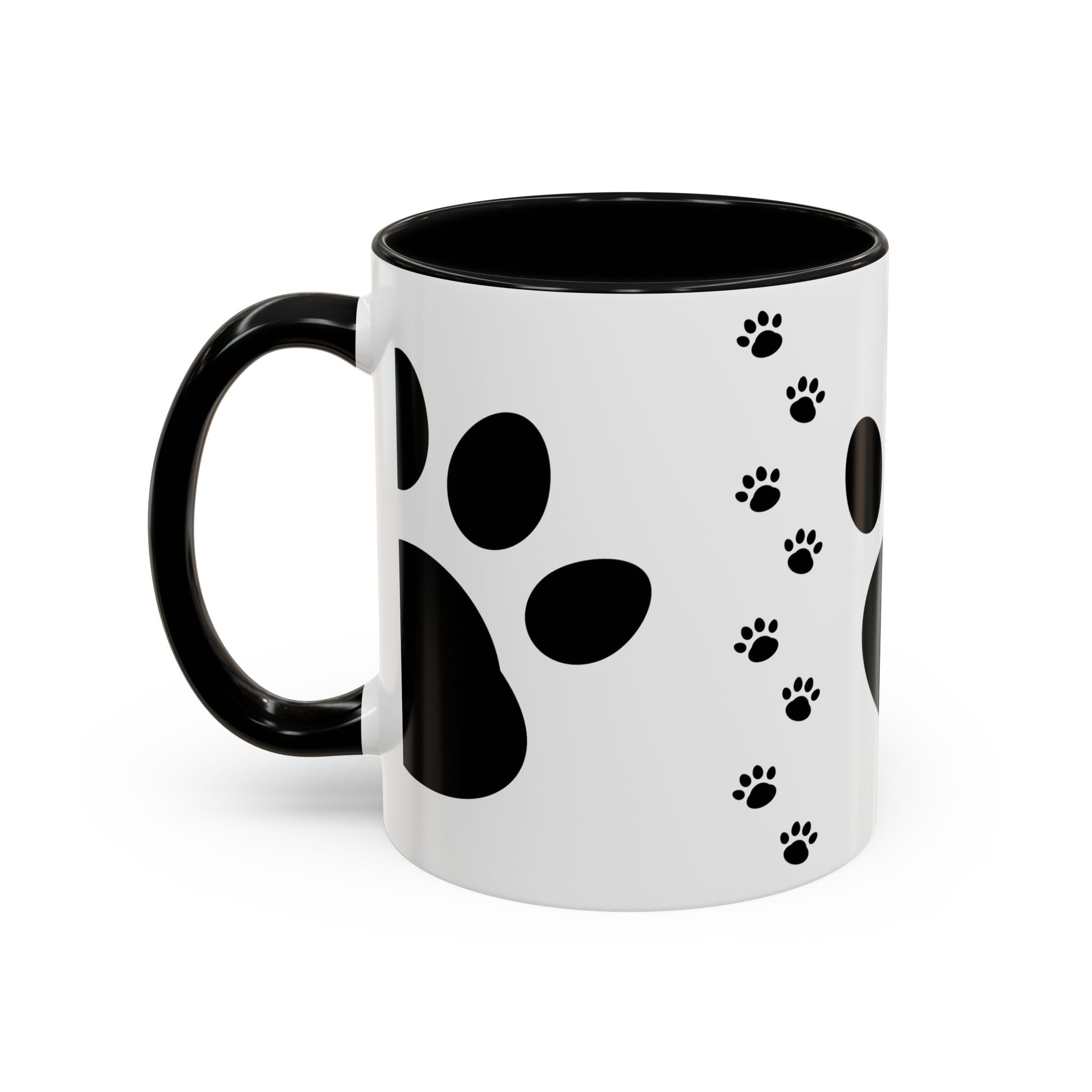 Paw Print Coffee Mug – Black Accent Ceramic Mug for Pet Lovers (11/15oz)