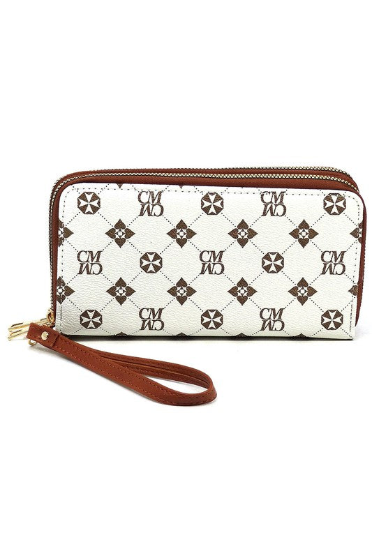 Beautiful women CM Monogram Zip Around Clutch Wallet Wristlet accessories women's Fashion World   