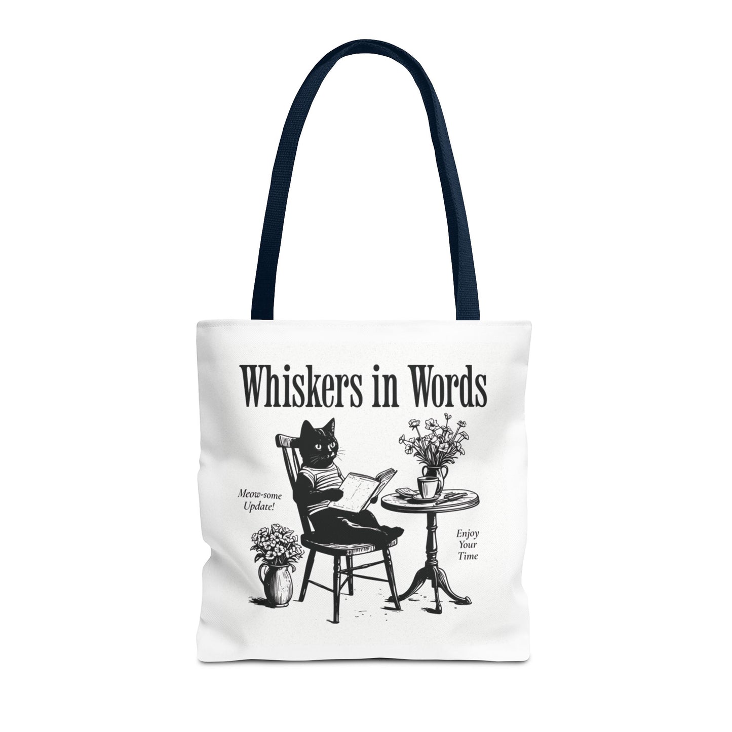 Tote — "Whiskers in Words" Cat Reader Book Lover Tote Bag
