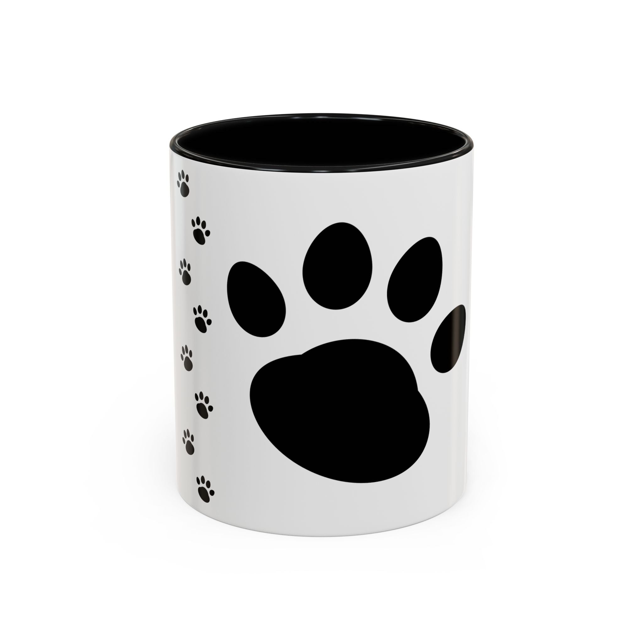 Paw Print Coffee Mug – Black Accent Ceramic Mug for Pet Lovers (11/15oz)