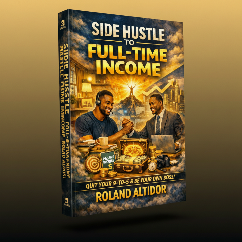 Side Hustle to Full-Time Income – 3D Angled