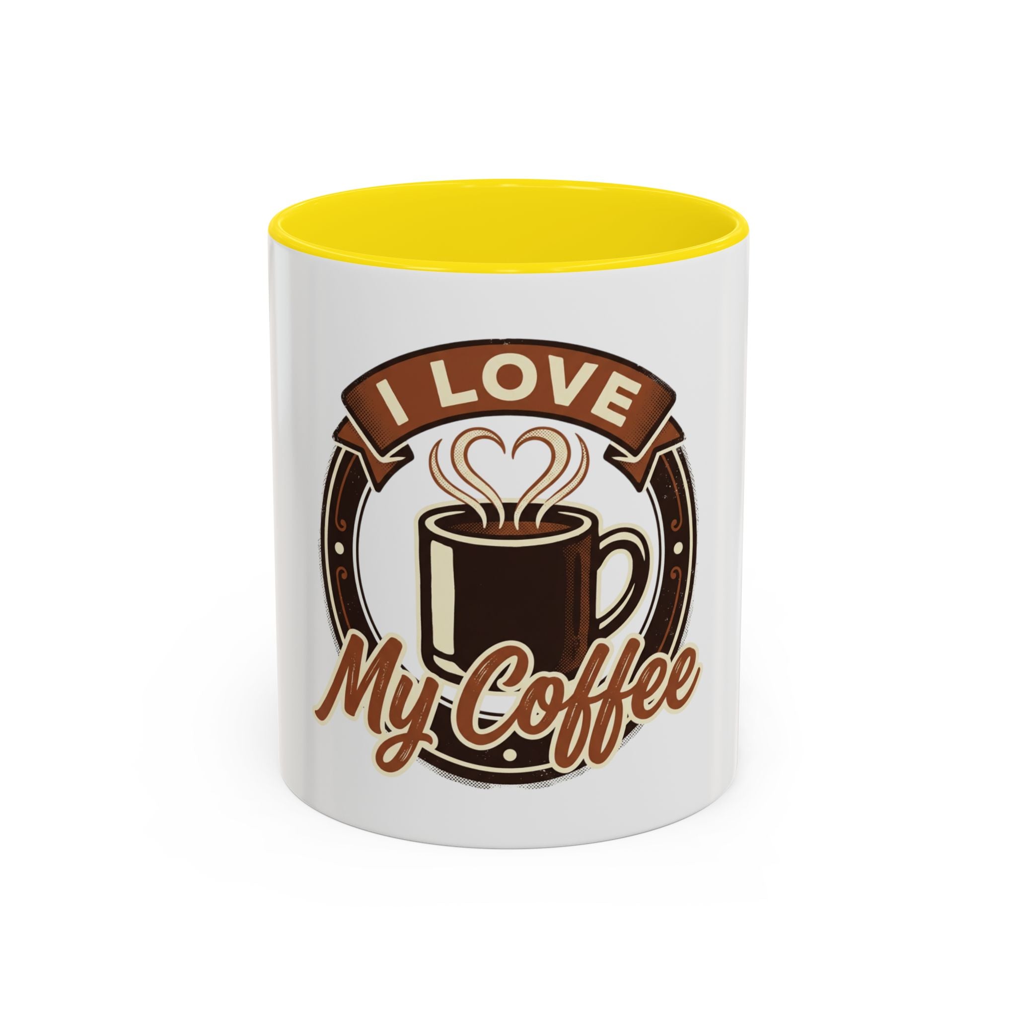 I Love My Coffee Accent Mug — Retro Brown Coffee Cup Design (11/15 oz)