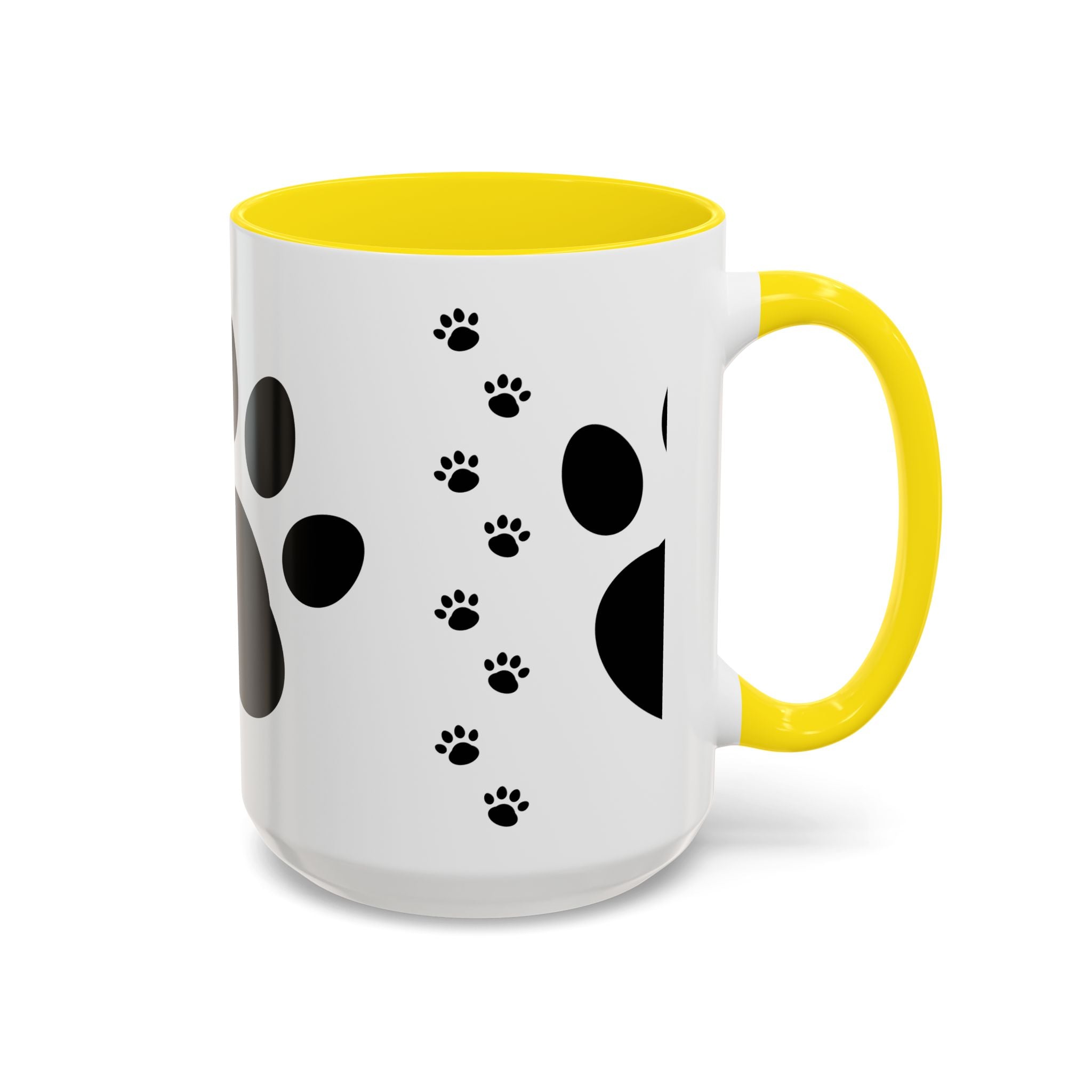 Paw Print Coffee Mug – Black Accent Ceramic Mug for Pet Lovers (11/15oz)