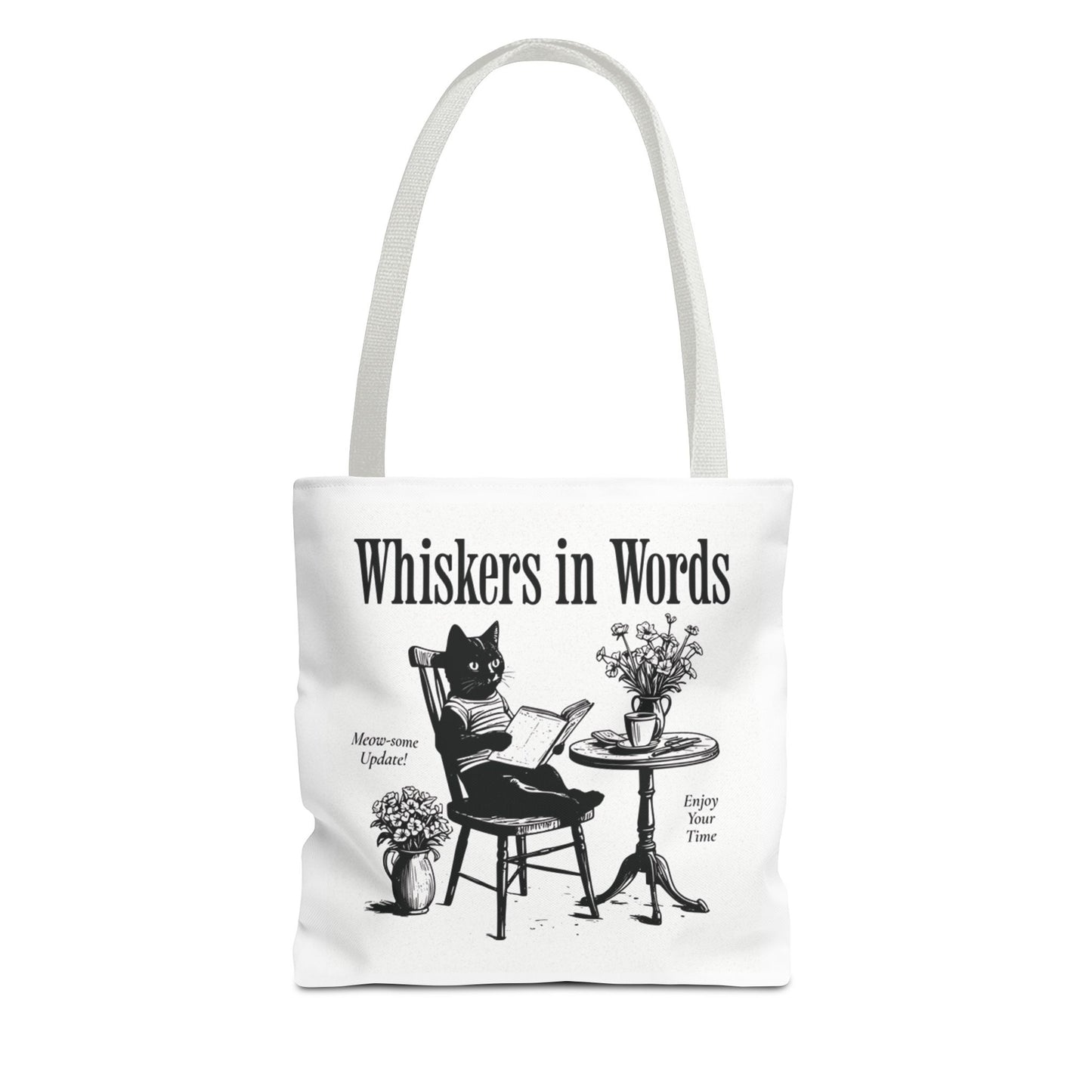 Tote — "Whiskers in Words" Cat Reader Book Lover Tote Bag