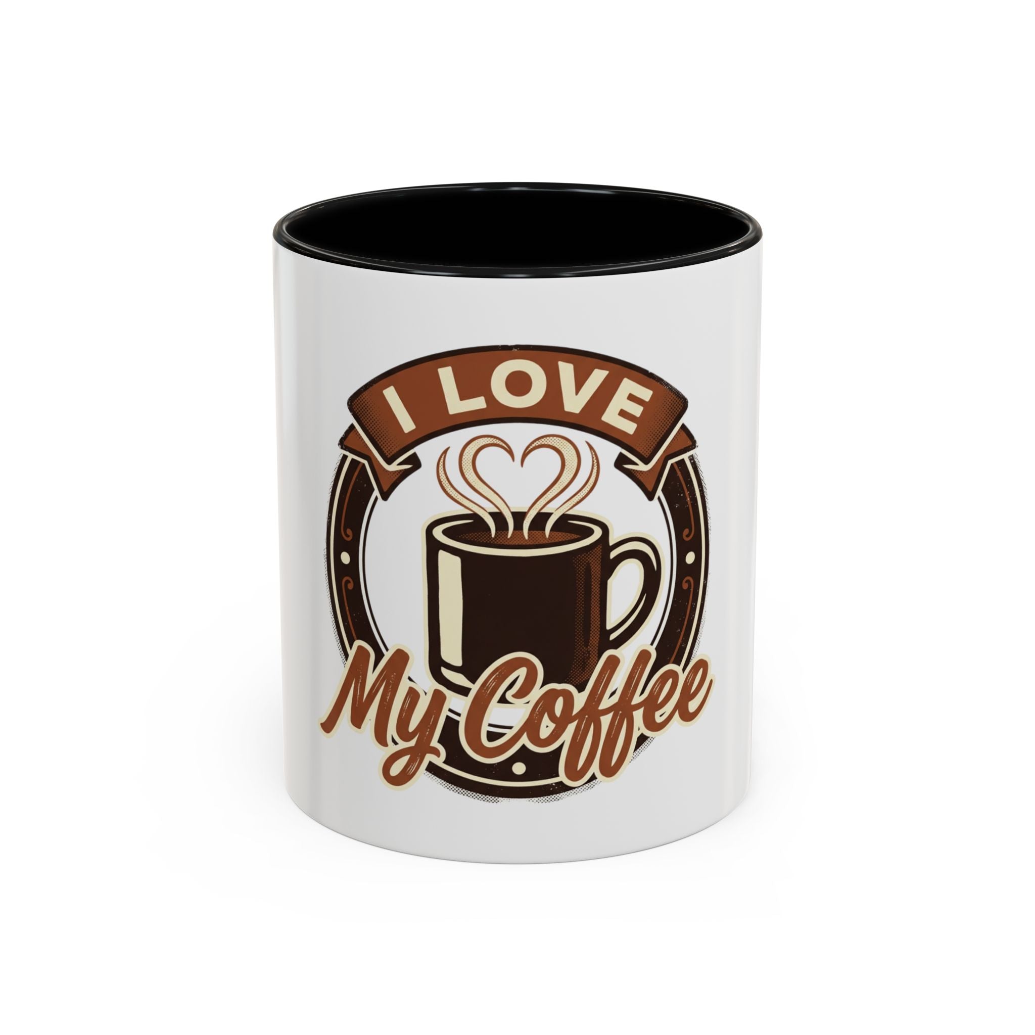 I Love My Coffee Accent Mug — Retro Brown Coffee Cup Design (11/15 oz)