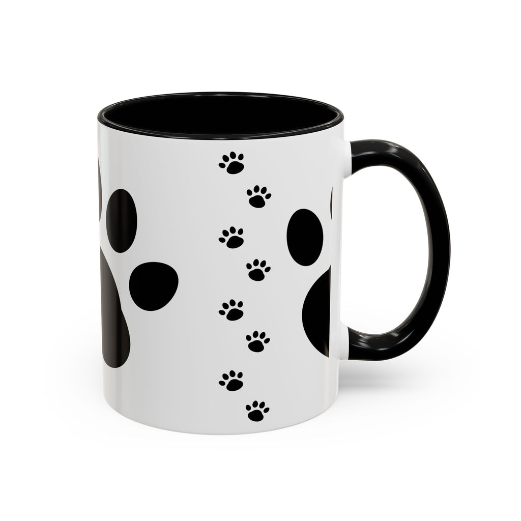 Paw Print Coffee Mug – Black Accent Ceramic Mug for Pet Lovers (11/15oz)