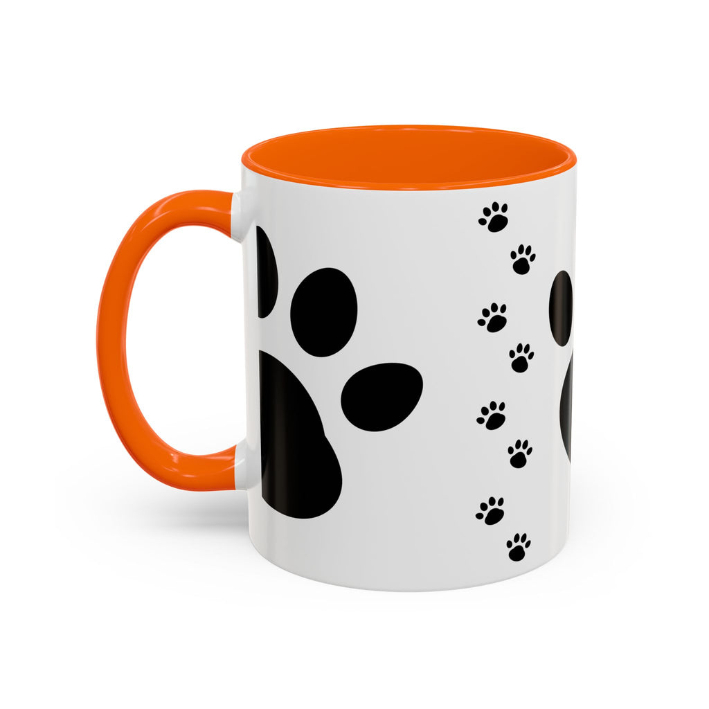 Paw Print Coffee Mug – Black Accent Ceramic Mug for Pet Lovers (11/15oz)