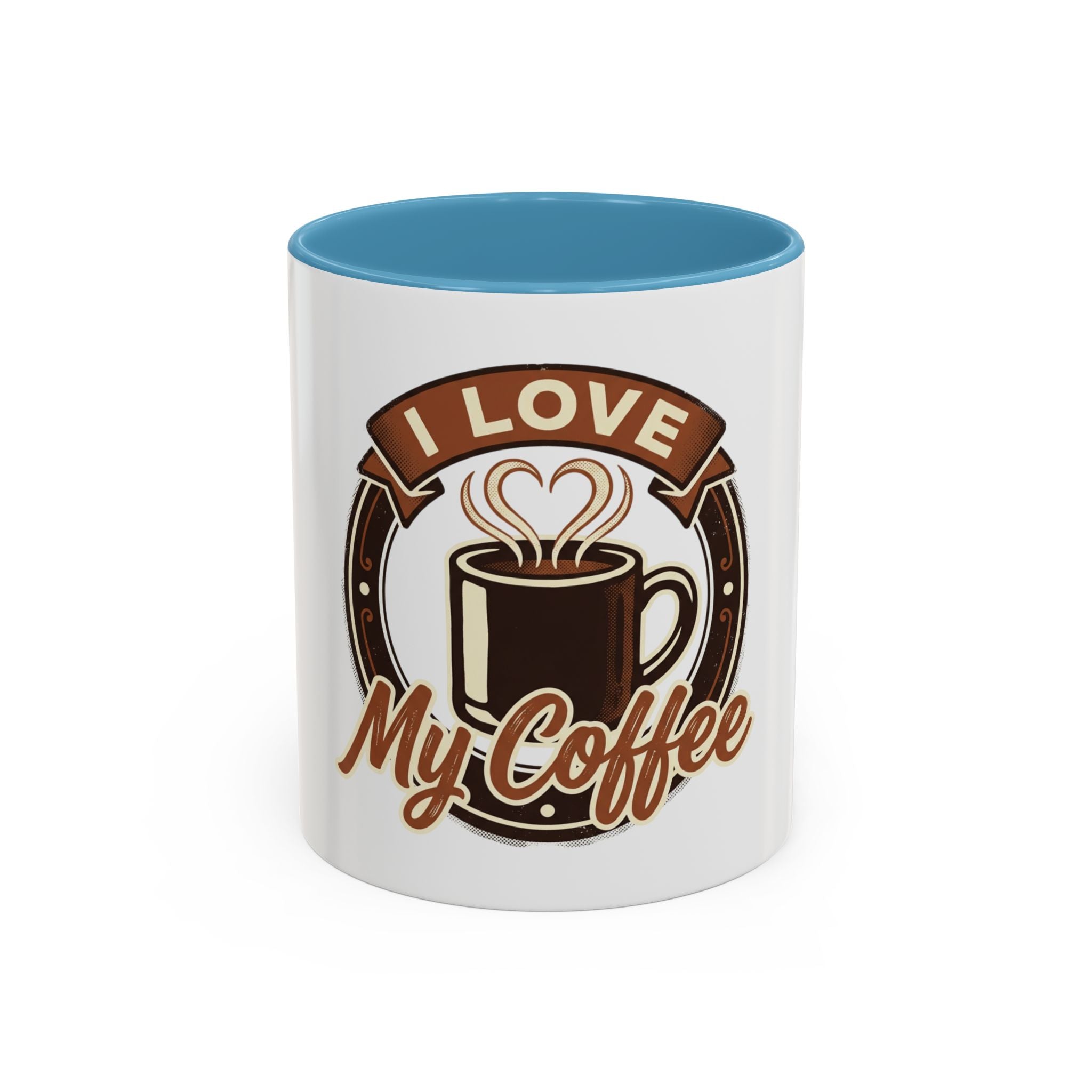 I Love My Coffee Accent Mug — Retro Brown Coffee Cup Design (11/15 oz)