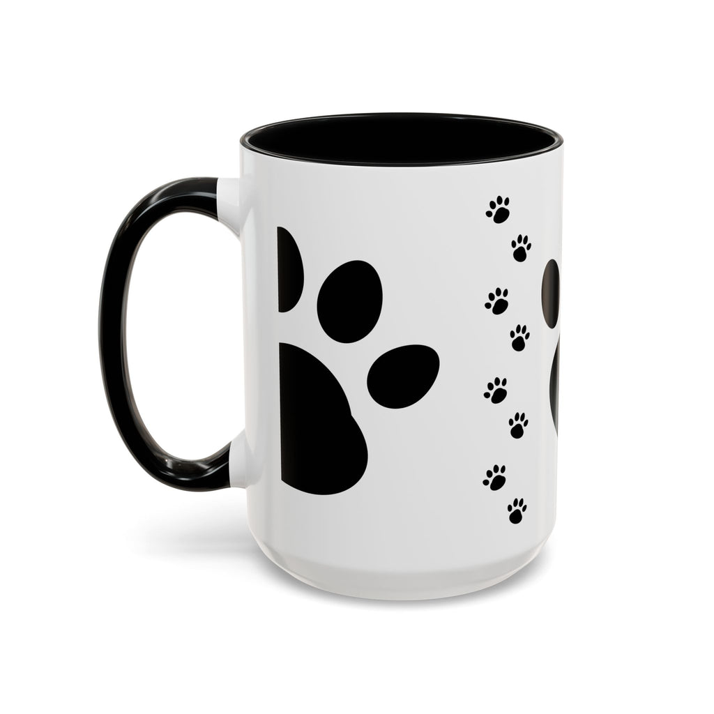 Paw Print Coffee Mug – Black Accent Ceramic Mug for Pet Lovers (11/15oz)