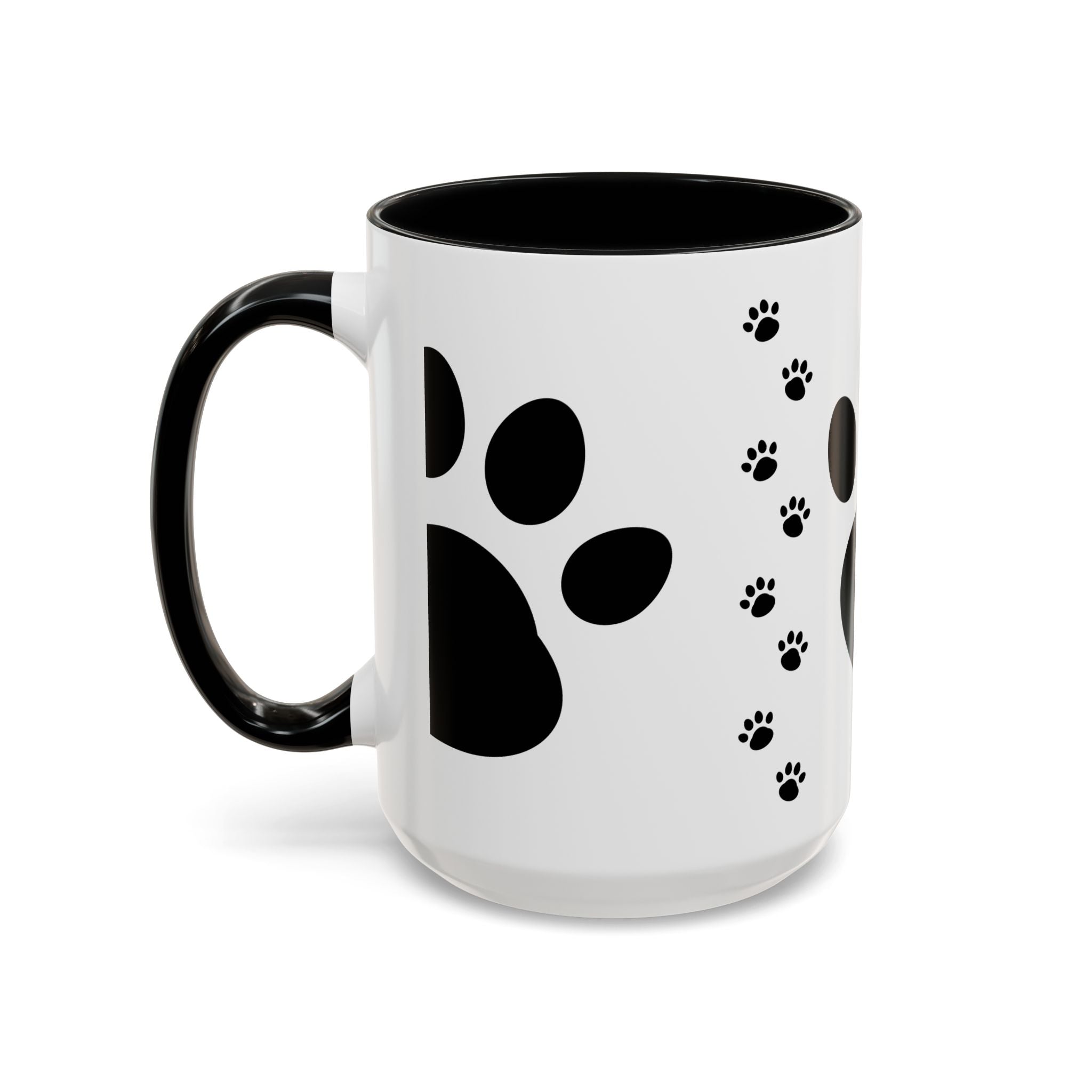 Paw Print Coffee Mug – Black Accent Ceramic Mug for Pet Lovers (11/15oz)