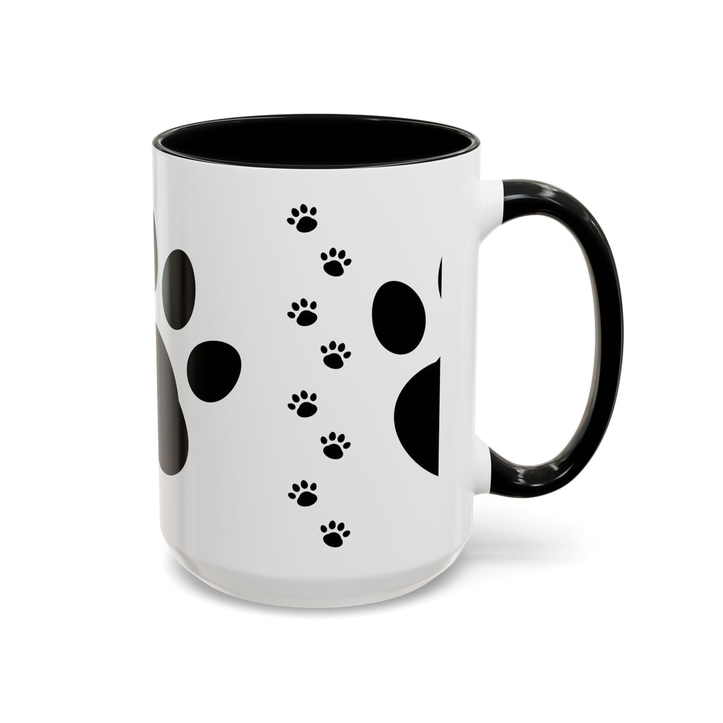 Paw Print Coffee Mug – Black Accent Ceramic Mug for Pet Lovers (11/15oz)