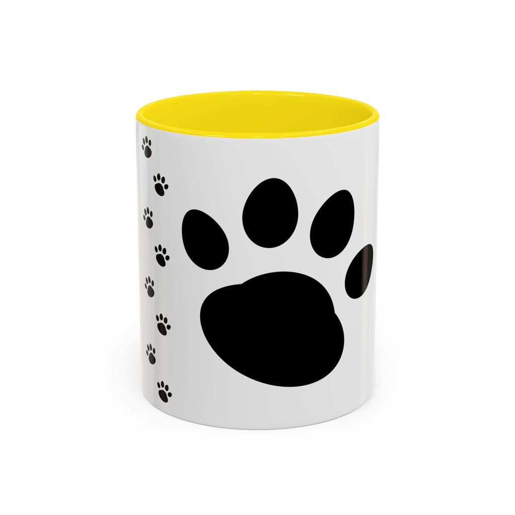 Paw Print Coffee Mug – Black Accent Ceramic Mug for Pet Lovers (11/15oz)