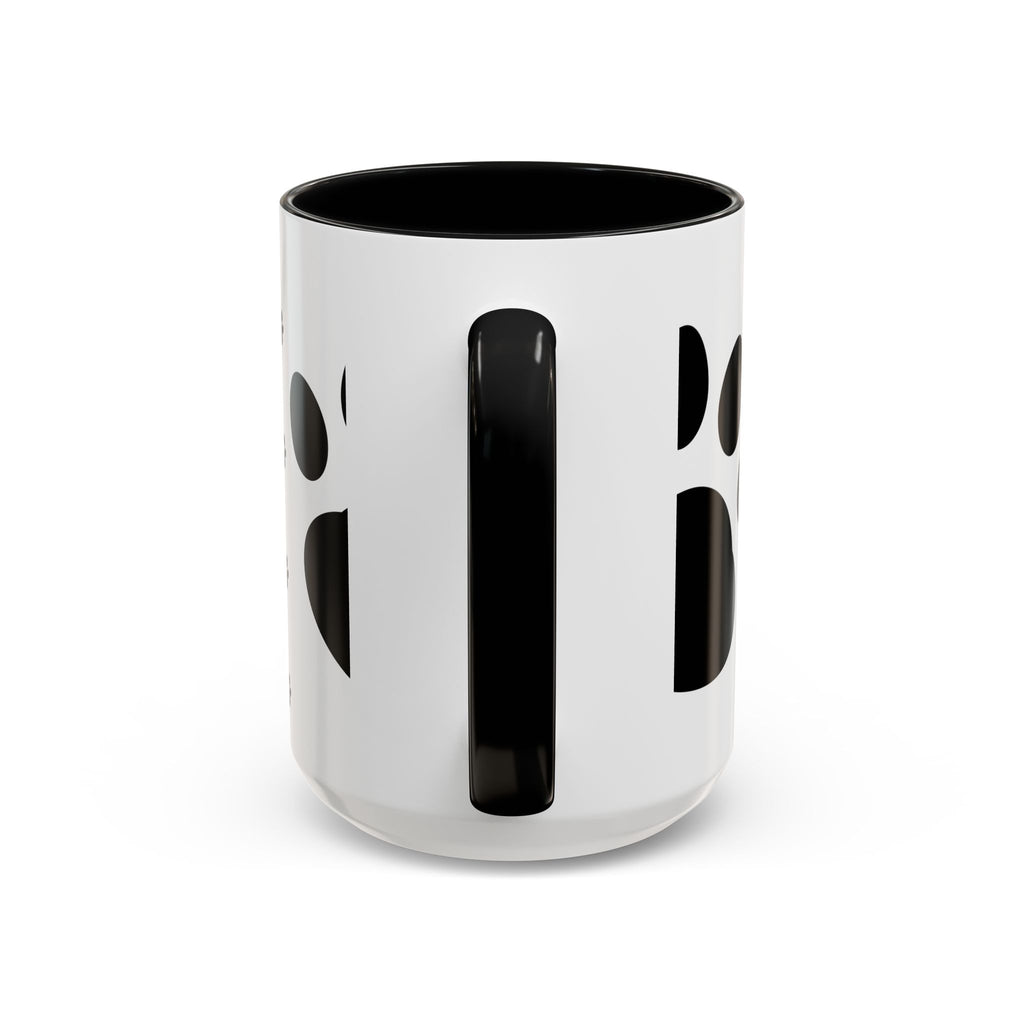 Paw Print Coffee Mug – Black Accent Ceramic Mug for Pet Lovers (11/15oz)