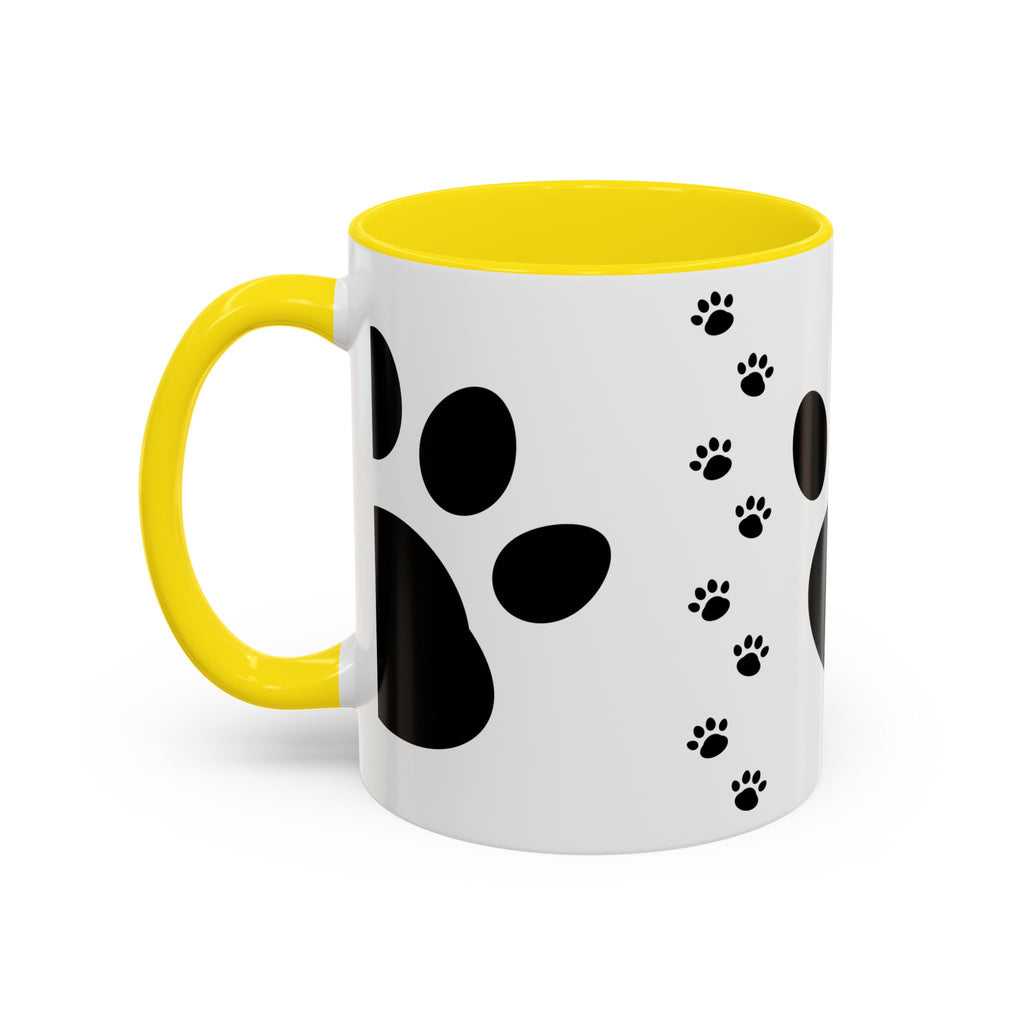 Paw Print Coffee Mug – Black Accent Ceramic Mug for Pet Lovers (11/15oz)