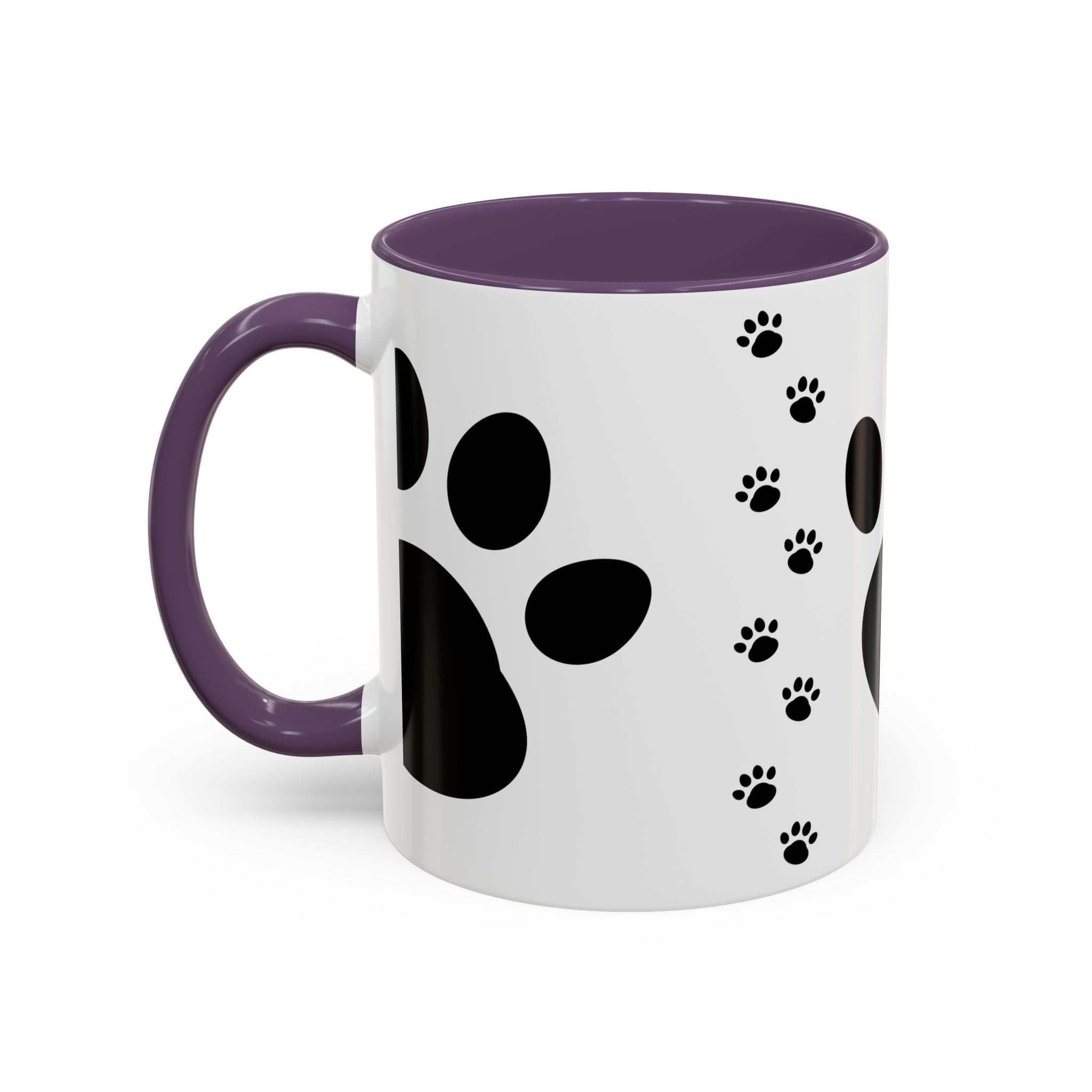 Paw Print Coffee Mug – Black Accent Ceramic Mug for Pet Lovers (11/15oz)