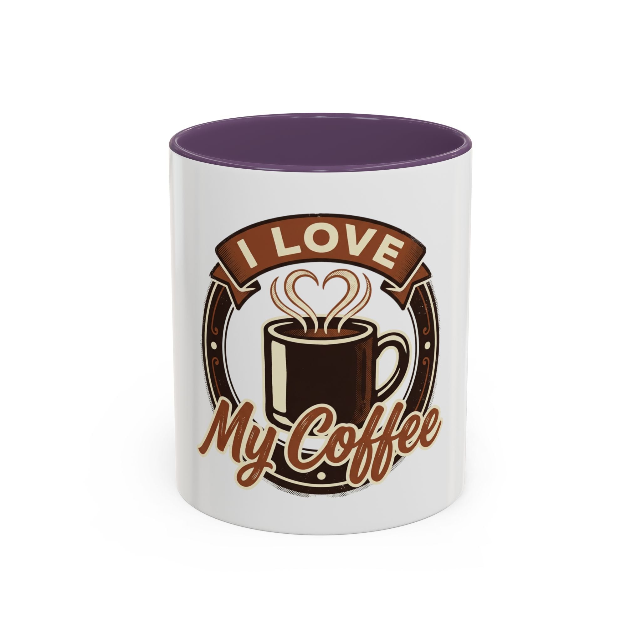 I Love My Coffee Accent Mug — Retro Brown Coffee Cup Design (11/15 oz)