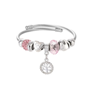 Women's enamel charm bangle - tree of life design