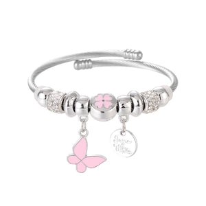 Women's enamel charm bangle - butterfly design