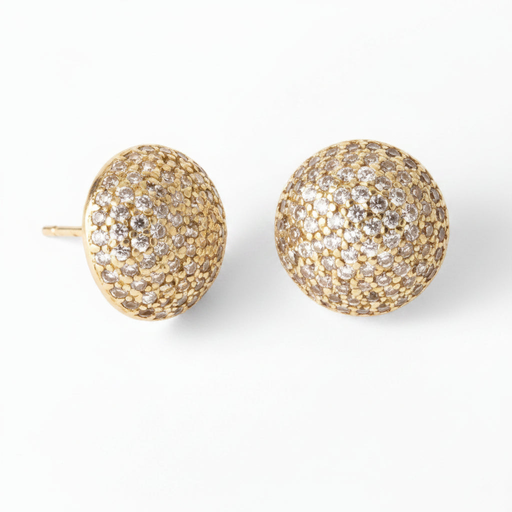 Gold Pavé Dome Ball Stud Earrings