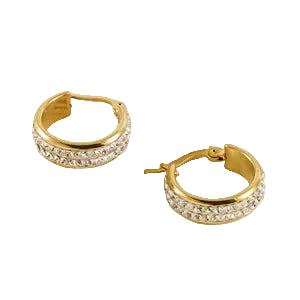 Gold Double Row Crystal Hoop Earrings