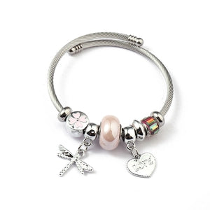 Women's enamel charm bangle - dragonfly design