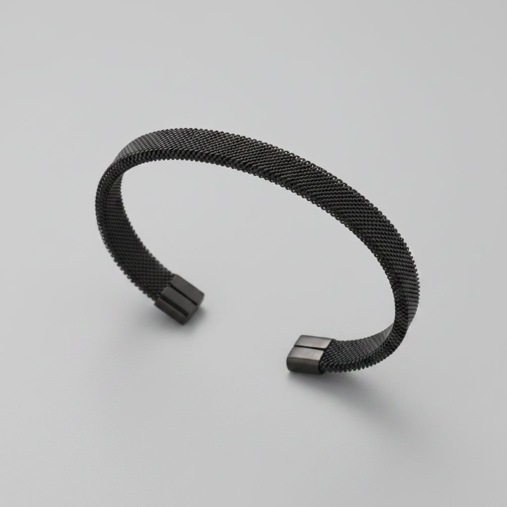 Silver Mesh Cuff Bracelet – Stainless Steel 58mm