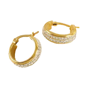 Gold Double Row Crystal Hoop Earrings