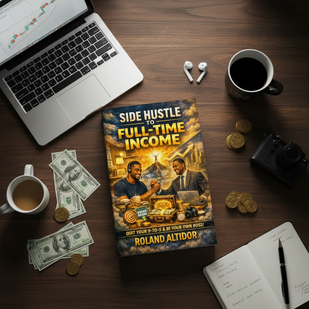 Side Hustle to Full-Time Income – Flat Lay
