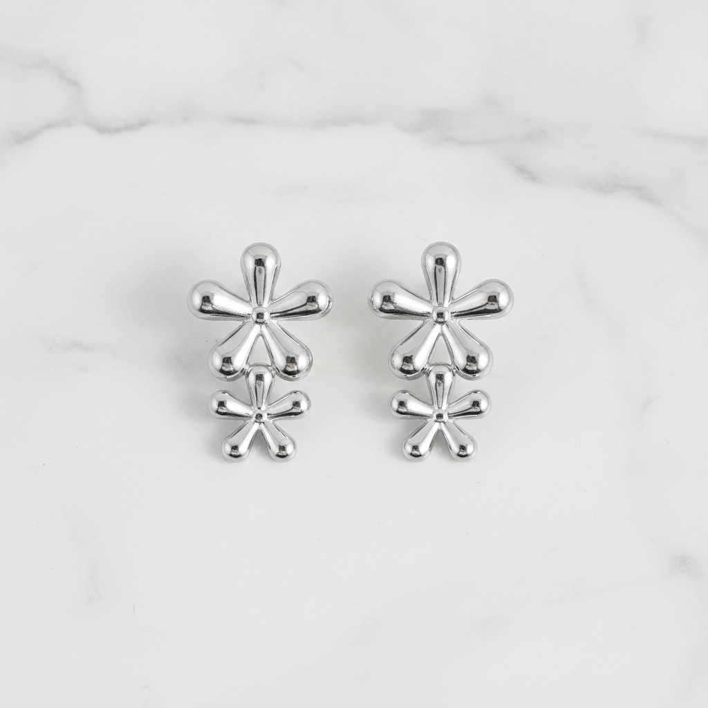 Flower studs flat lay