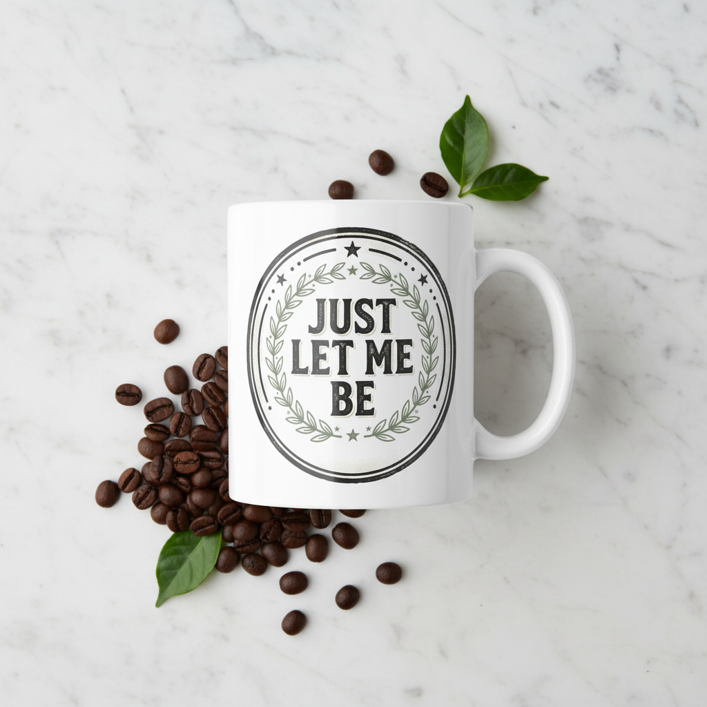 Just Let Me Be Mug - Flat Lay